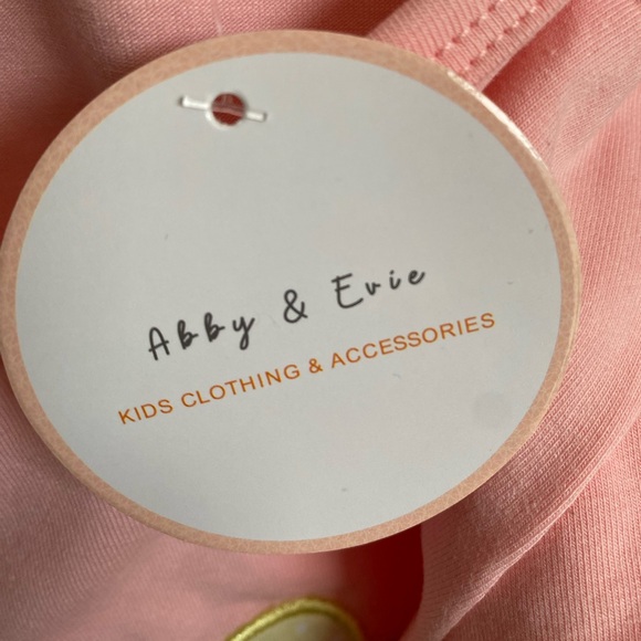 Abby & Evie Pink Dress with Floral Minnie Ears Appliqué Puff Sleeves NWT Size 5 - Picture 5 of 7